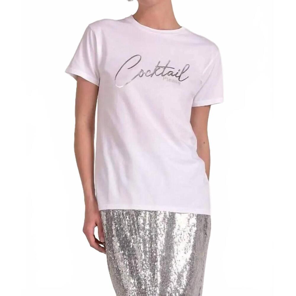 NEW ELAN cocktail please crewneck tee in white